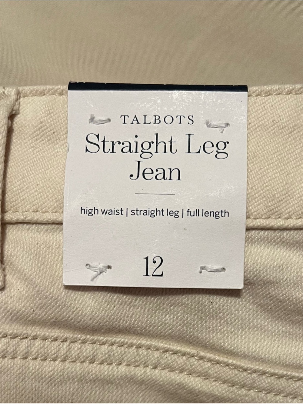 NWT Talbots Cream Straight-Leg Jeans with Gold Side Stripe - Picture 9 of 12